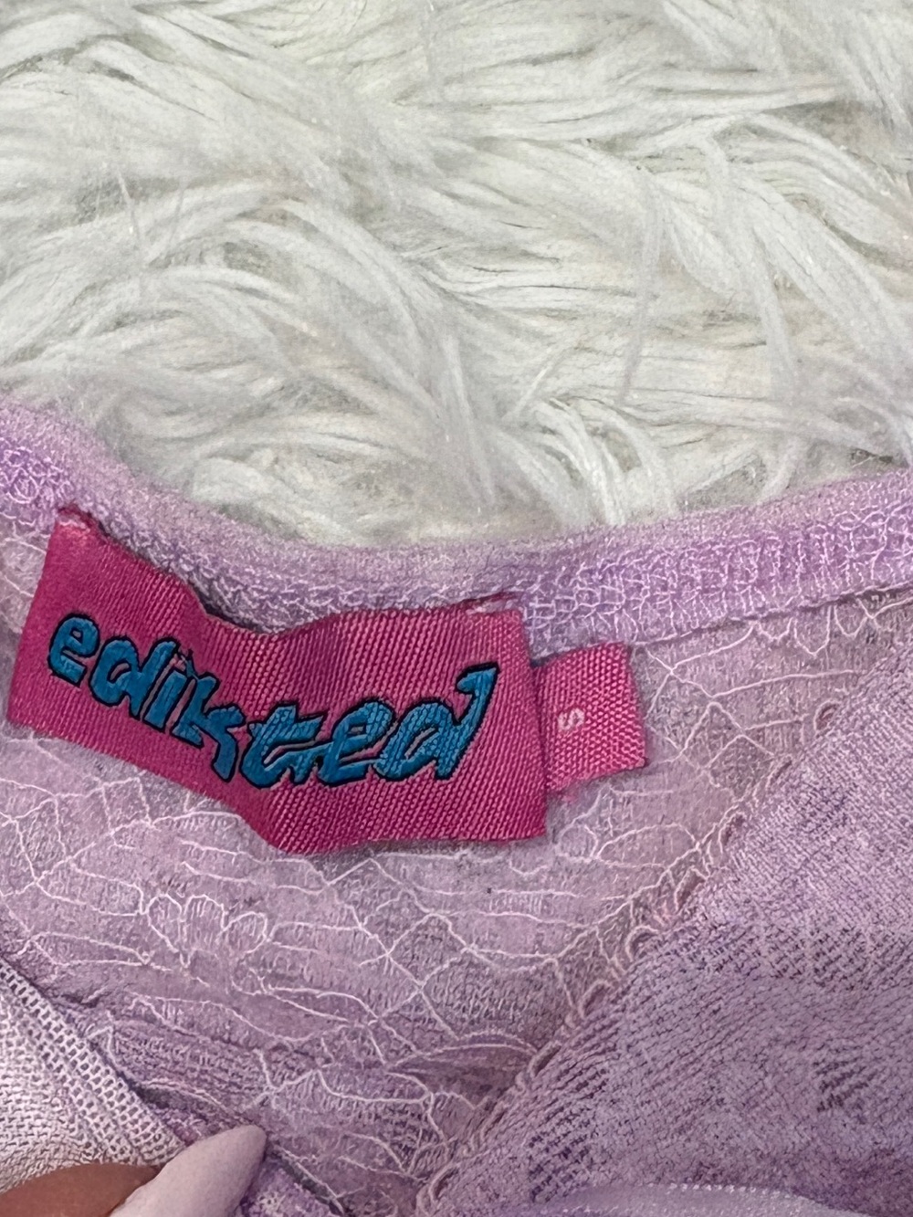 Edikted Textured Lacey Tank Top Purple - Picture 2 of 4